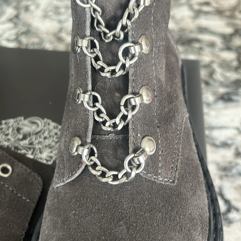 Vince Camuto Gray Suede Boots with Chains - Picture 3 of 9
